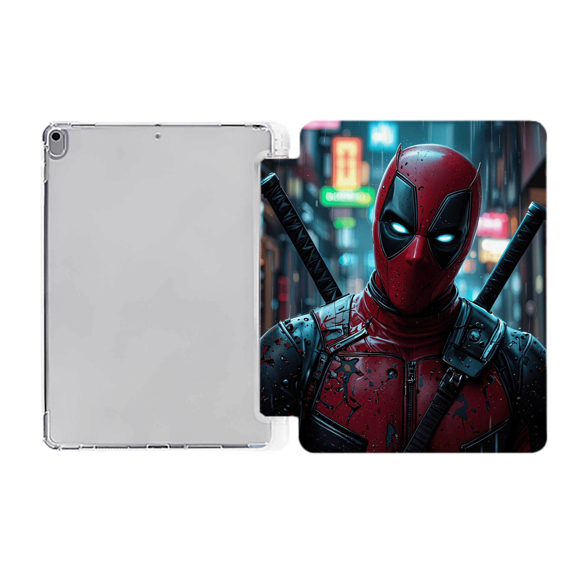 （画像用） Deadpool デッドプール IPad ケース ペン収納付き 三つ折りスタンド PUレザー×シリコン 対応機種9.5/10.5/10.9インチ